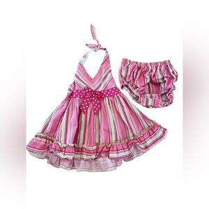 Bonnie Baby Striped Flutter Dress and Bloomers Size 6-9 Month